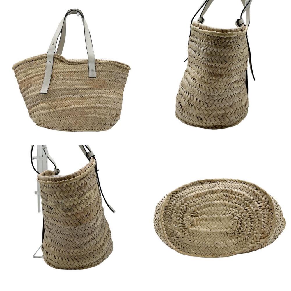 Loewe white Straw handbag Tan x basket bag leather White Tan